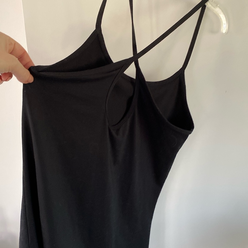 FABLETICS black spaghetti strap tank cami keyhole cross-cross strap